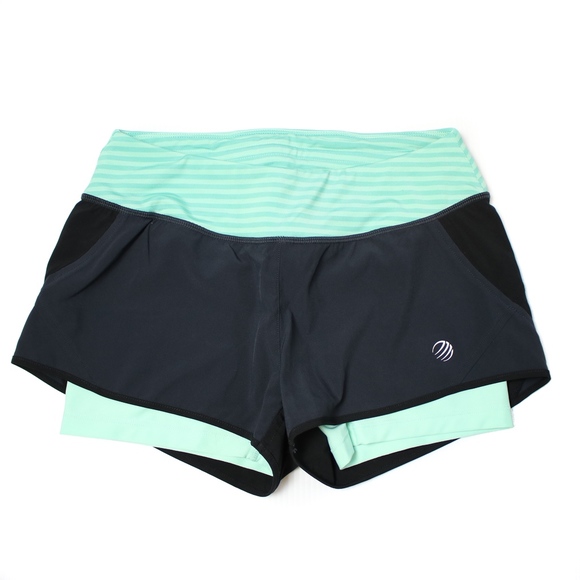 MPG Pants - MPG Activewear Workout Run Shorts Black Mint XS